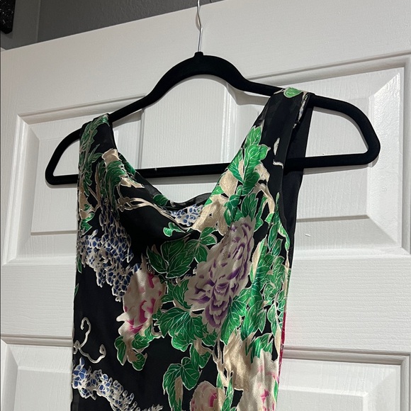 Emily Designs Asymmetrical Black and Pink Floral Dress - Picture 3 of 4